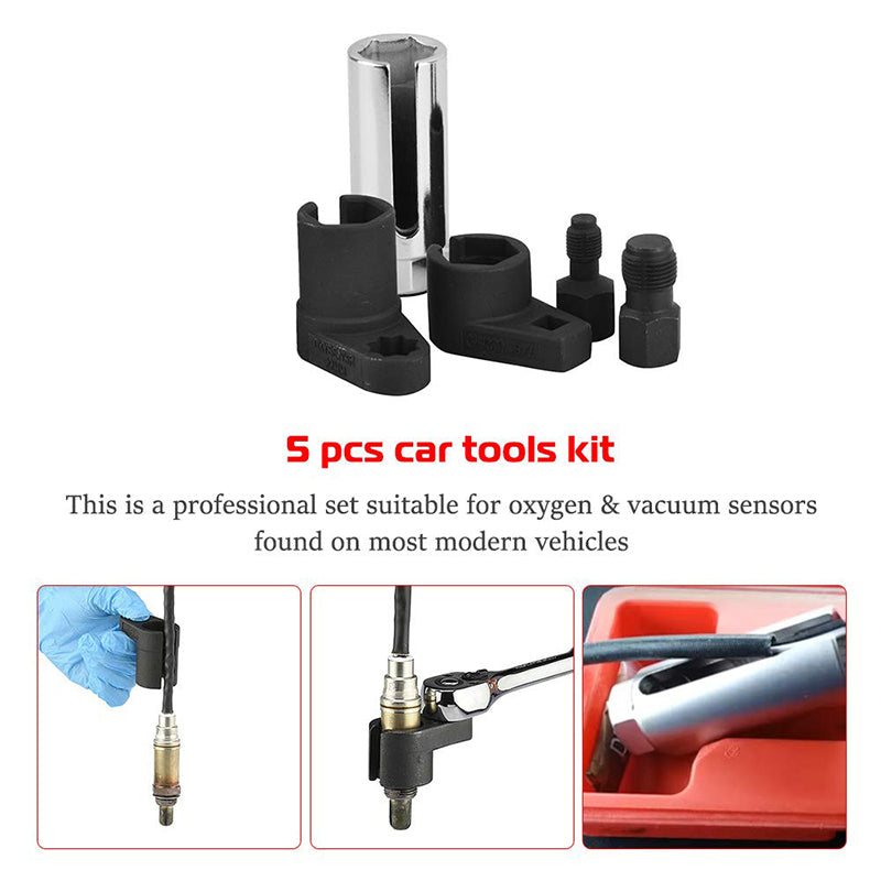 Automotive O2 Sensor Offset Socket & Thread Chaser 5 PCS Set